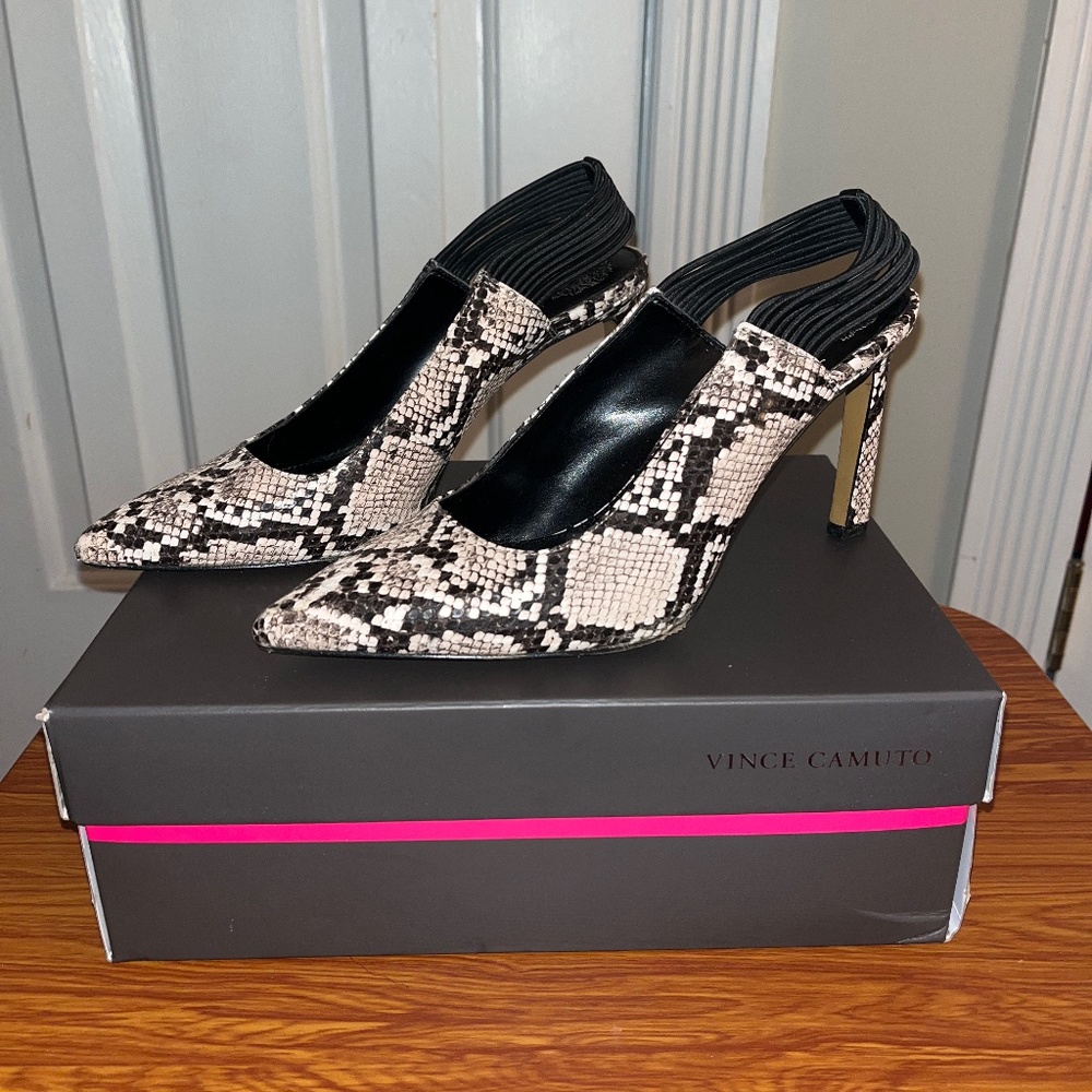 Vince Camuto Snake Skin Low Heels Worn Once